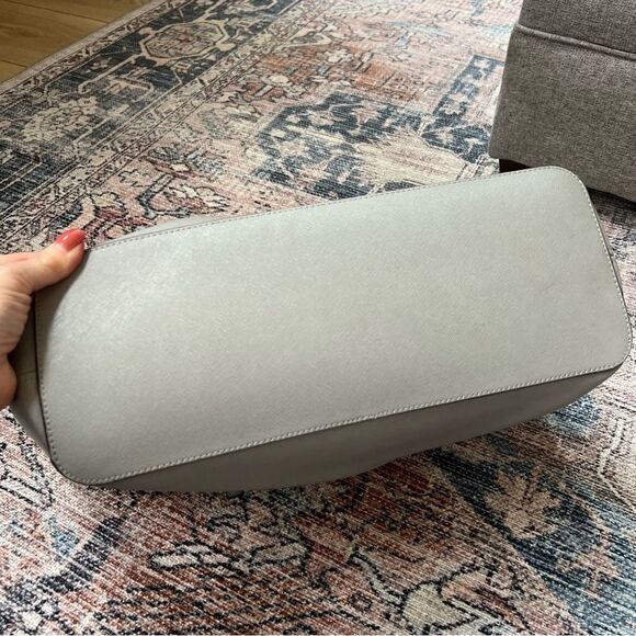 Michael Kors Jet Set Travel Saffiano Leather Top-Zip Tote Bag Gray - Picture 7 of 16